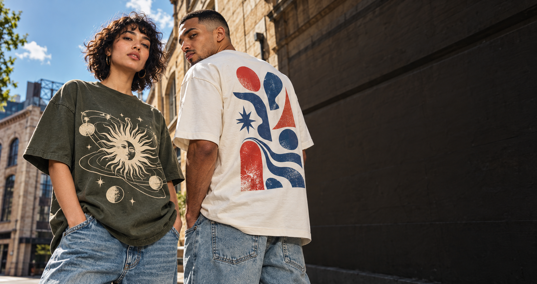 TEVLUNO graphic tee styling campaign