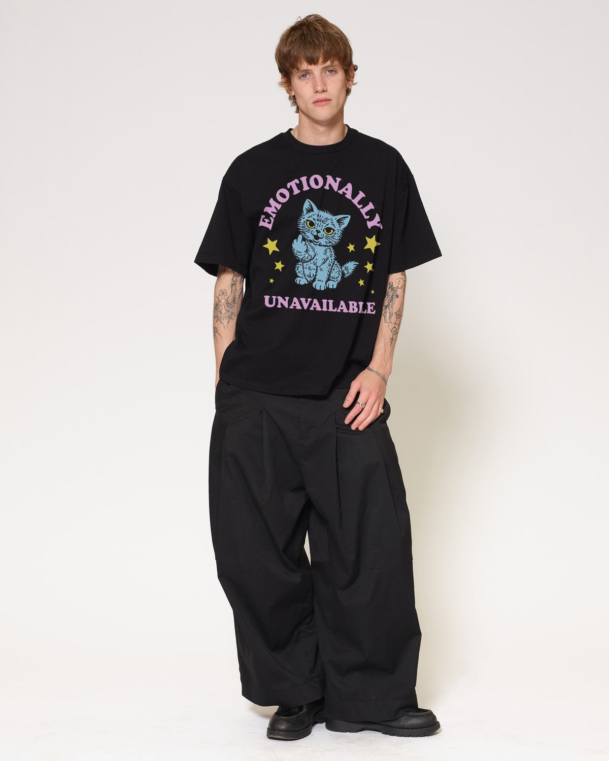Emotionally Unavailable Cat Oversized Tee