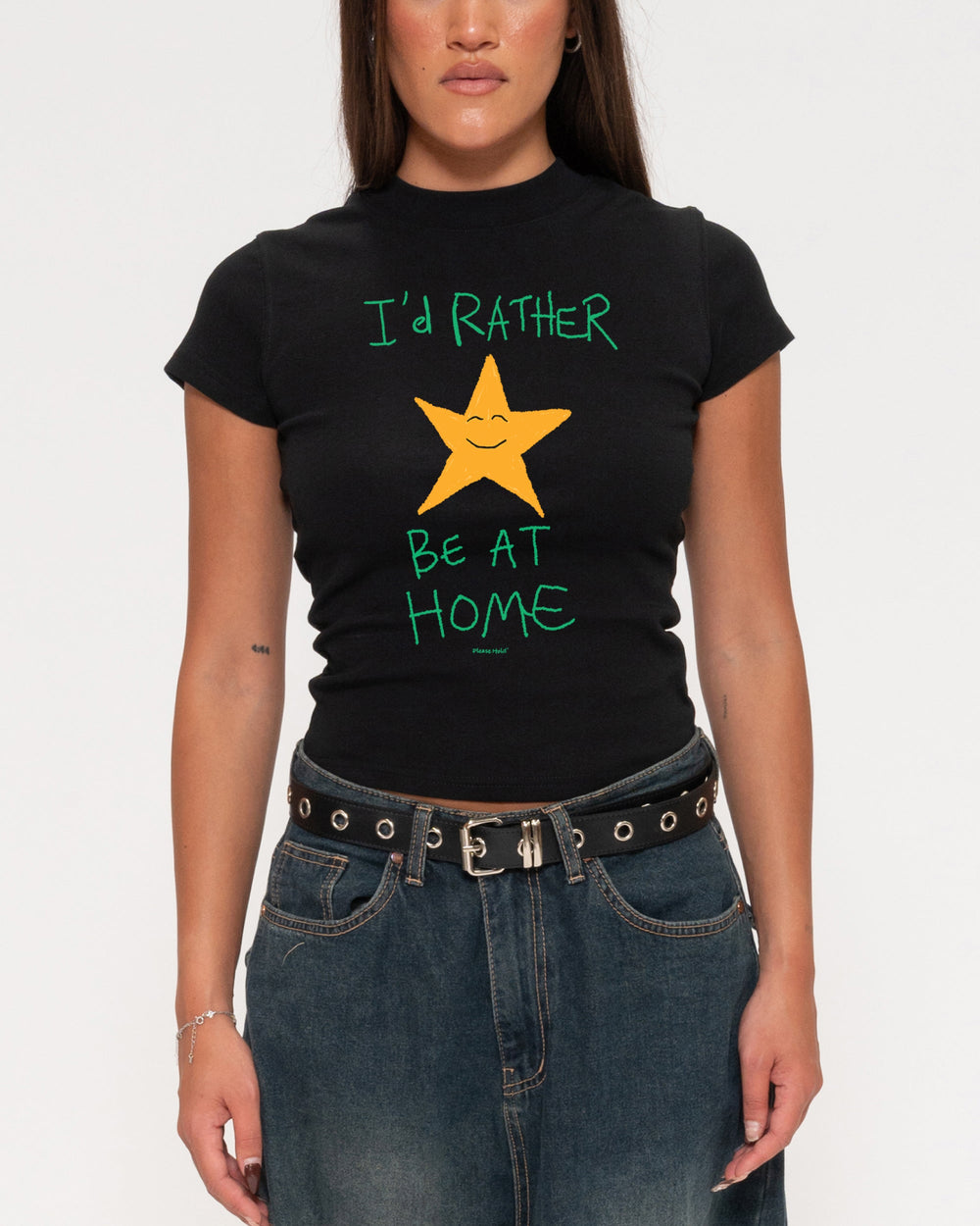 I'd Rather Be At Home Longline Baby Tee
