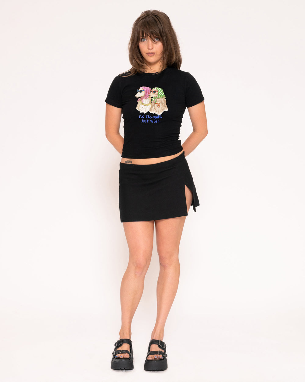 No Thoughts, Just Vibes Longline Baby Tee