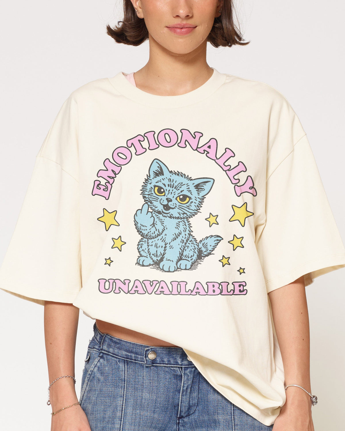 Emotionally Unavailable Cat Oversized Tee