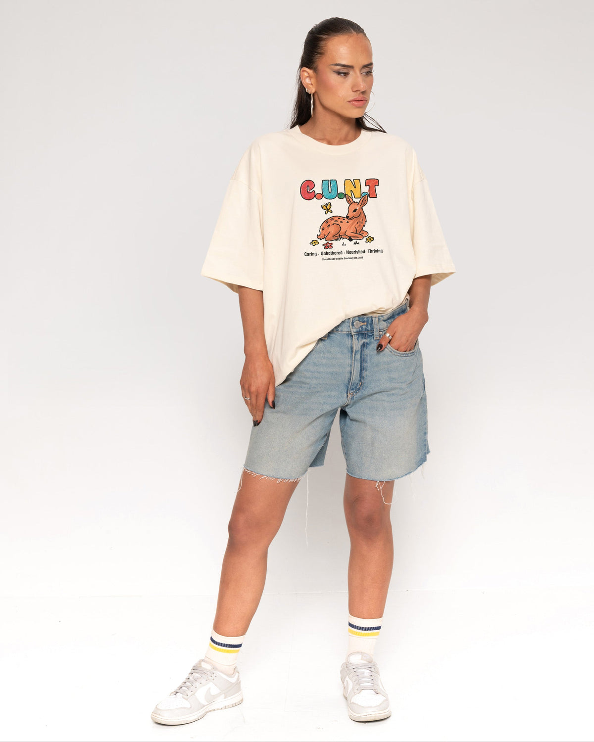 Caring Unbothered Nourished Thriving Oversized Tee