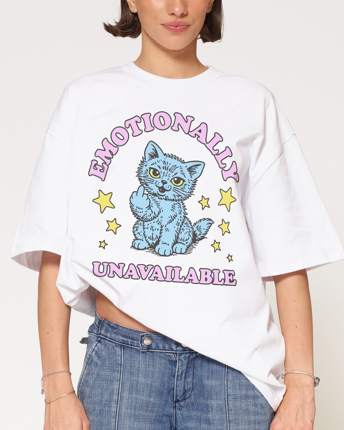 Emotionally Unavailable Cat Oversized Tee