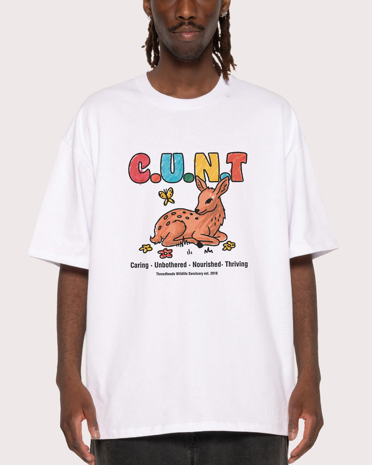 Caring Unbothered Nourished Thriving Oversized Tee