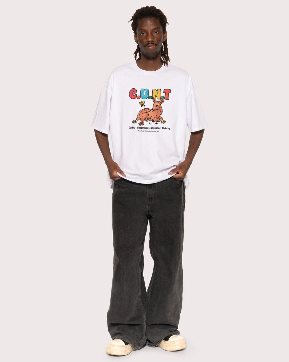 Caring Unbothered Nourished Thriving Oversized Tee