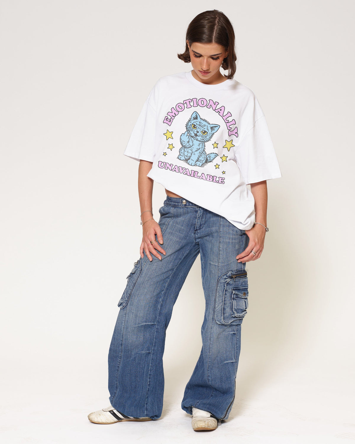 Emotionally Unavailable Cat Oversized Tee
