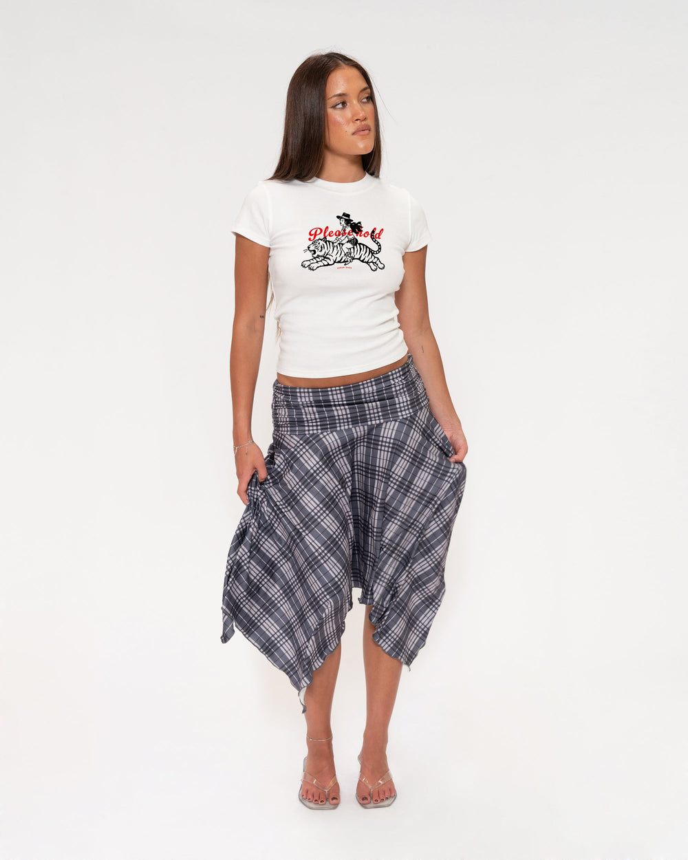 Please Hold Hell Cat Longline Baby Tee